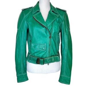 COPY - Matchless Biker Leather Jacket in British Green Size XS (44)